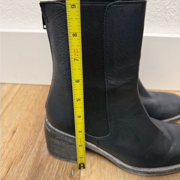 Free People Blue Black Leather Ankle Boots Western Boho Heel Booties EU 38 - Picture 3 of 13